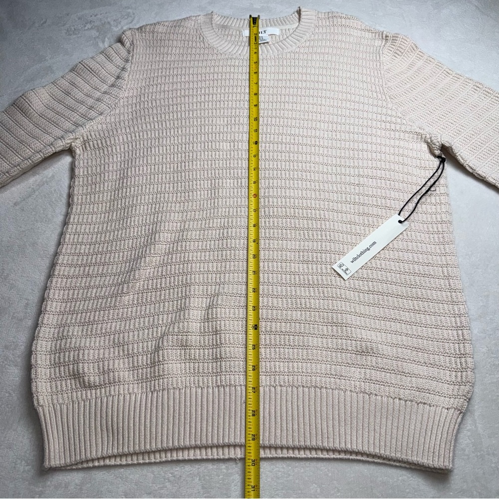 WILT Knit Pullover Sweater Cream Crew Neck Long Sleeve 100% Cotton Women Size XL - Picture 2 of 7